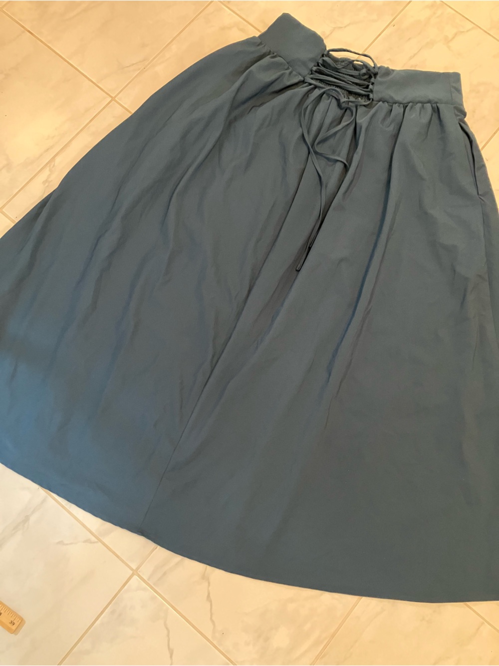 Scarlet darkness Lace-Up / corset back Waist A-Line Full Skirt in Blue. Pockets